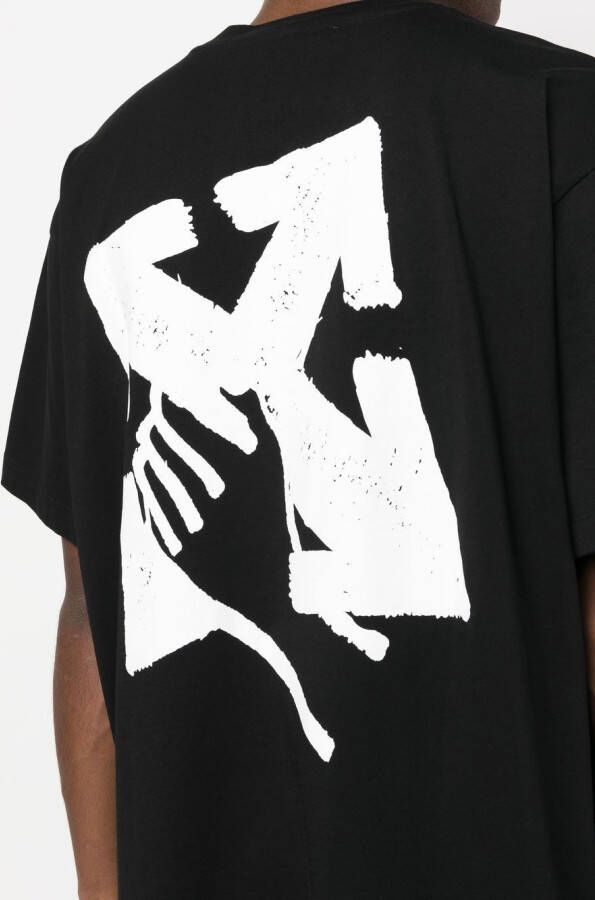 Off-White T-shirt met handprint Zwart