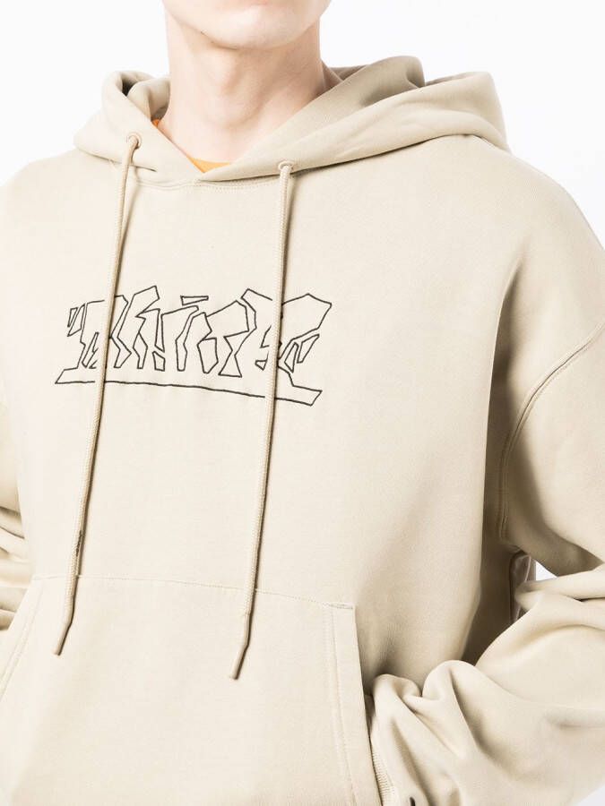 Off-White Hoodie met geborduurd logo Bruin