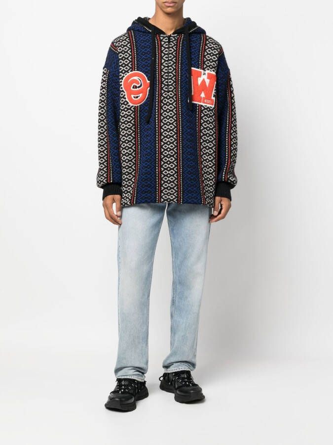 Off-White Hoodie met geometrisch patroon Zwart