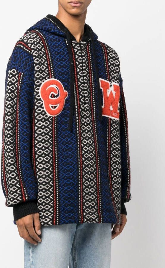 Off-White Hoodie met geometrisch patroon Zwart