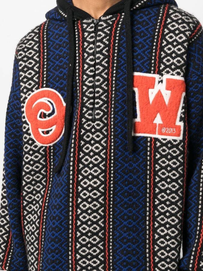 Off-White Hoodie met geometrisch patroon Zwart