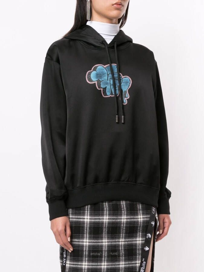 Off-White Hoodie met graffiti-print Zwart