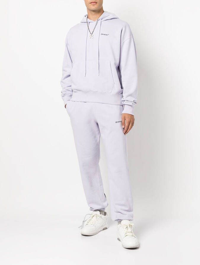 Off-White Hoodie met pijlprint Paars