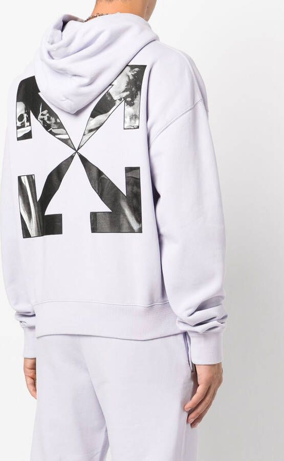 Off-White Hoodie met pijlprint Paars