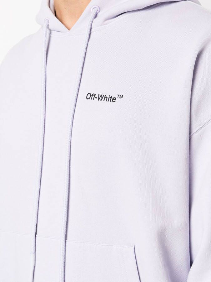 Off-White Hoodie met pijlprint Paars