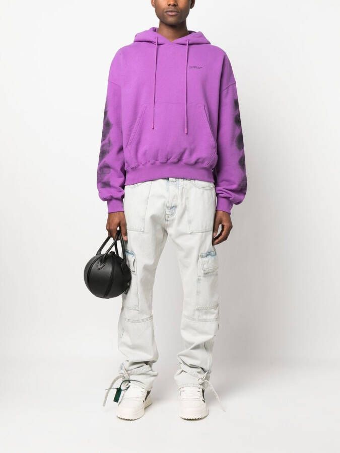 Off-White Hoodie met trekkoord en print Paars