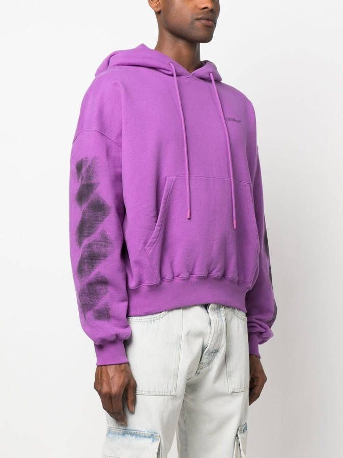 Off-White Hoodie met trekkoord en print Paars