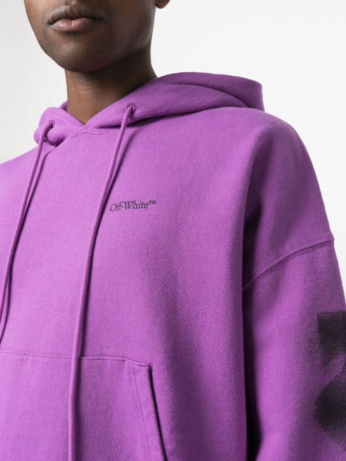 Off-White Hoodie met trekkoord en print Paars