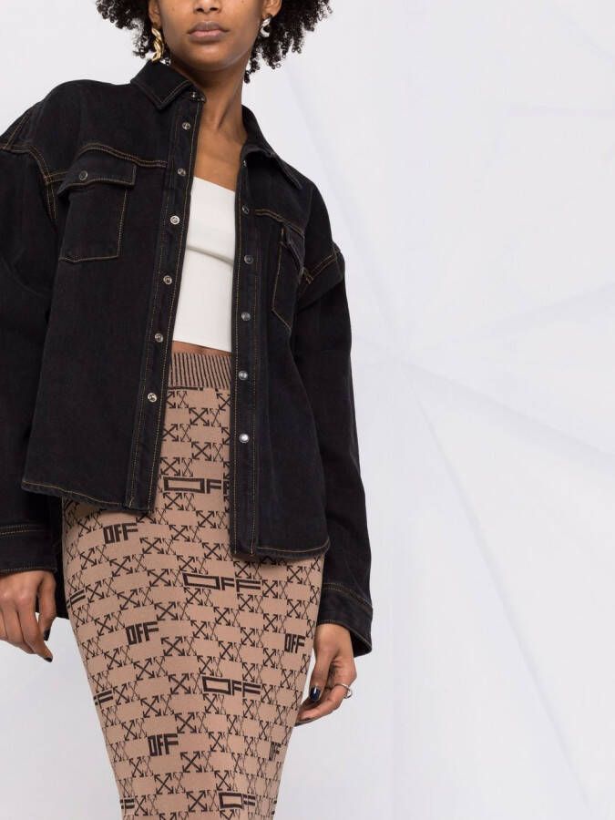 Off-White Intarsia kokerrok Bruin
