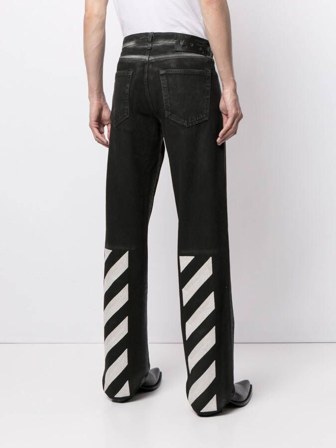 Off-White Jeans met diagonale streep Zwart