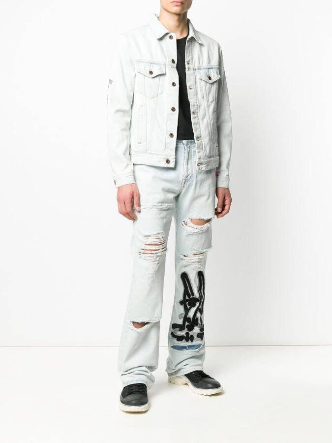 Off-White Jeans met gebleekt effect Blauw