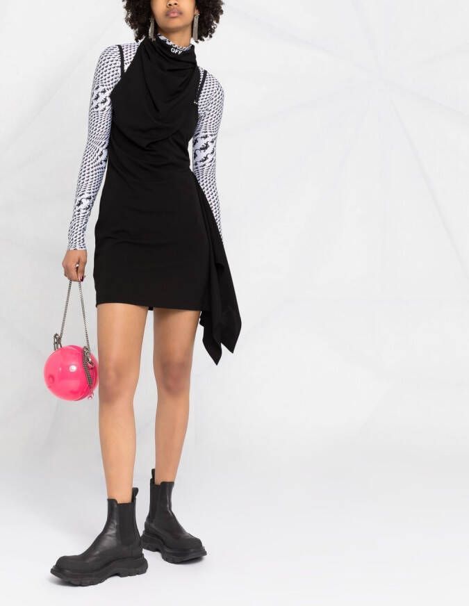 Off-White Jurk met sjaaldetail Zwart