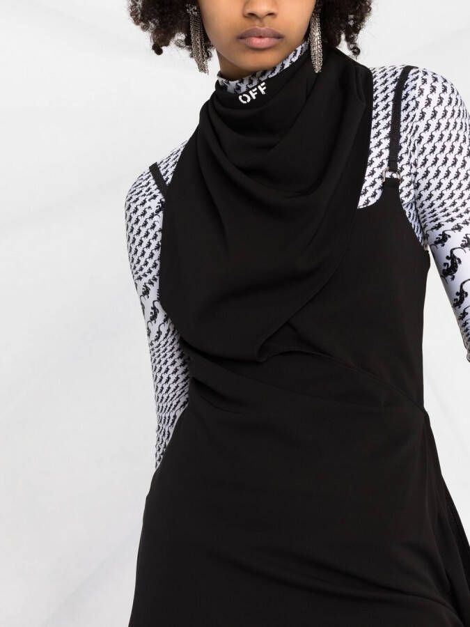 Off-White Jurk met sjaaldetail Zwart