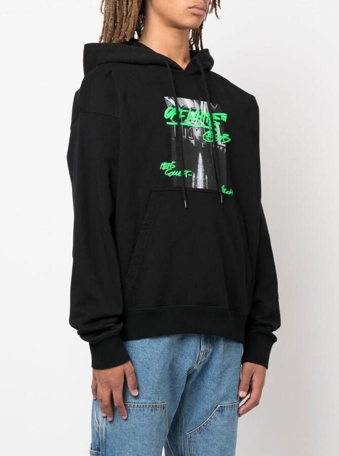 Off-White Katoenen hoodie Zwart