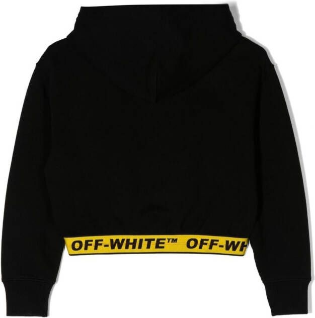 Off-White Kids Cropped hoodie Zwart