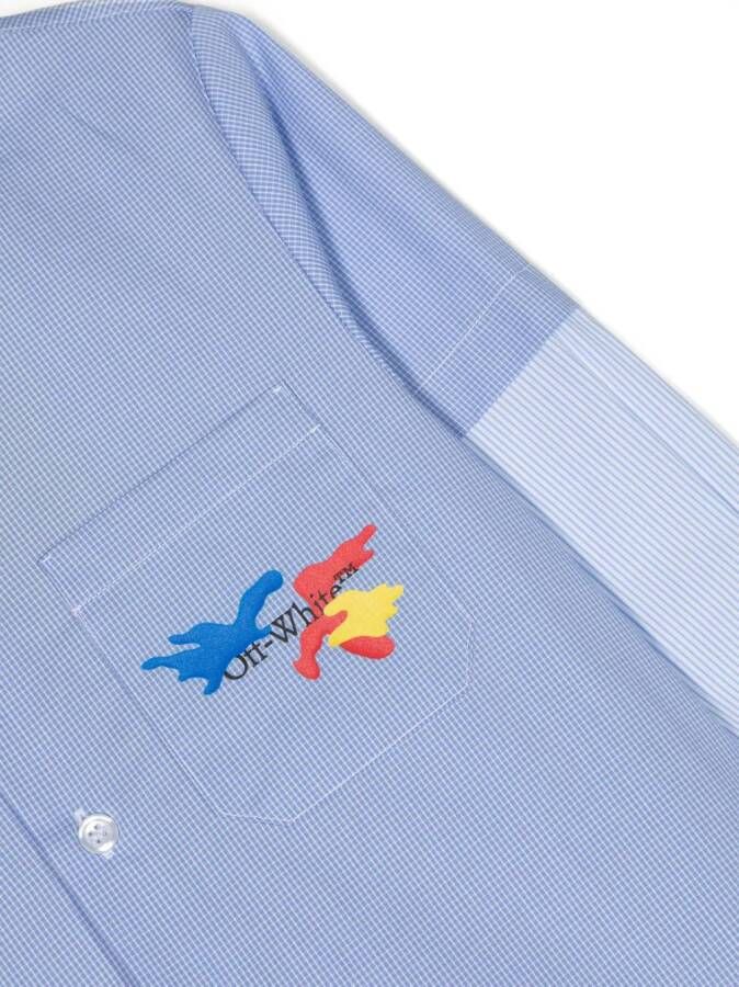 Off-White Kids Geruit shirt Blauw