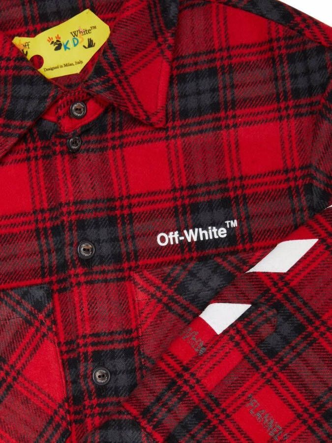 Off-White Kids Geruit shirt Rood