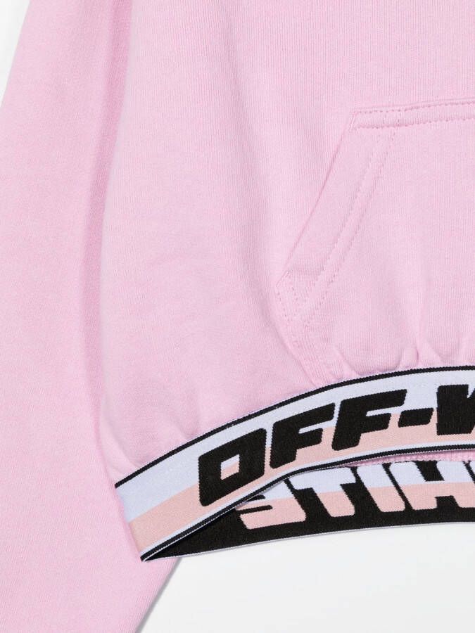 Off-White Kids Hoodie met logo tailleband Roze