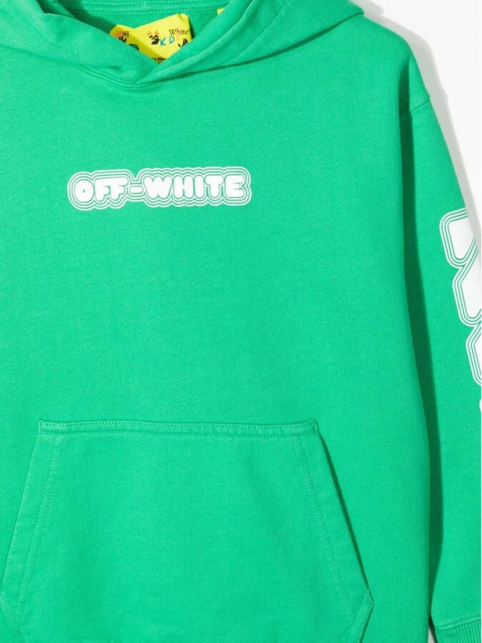 Off-White Kids Hoodie met logoprint Groen