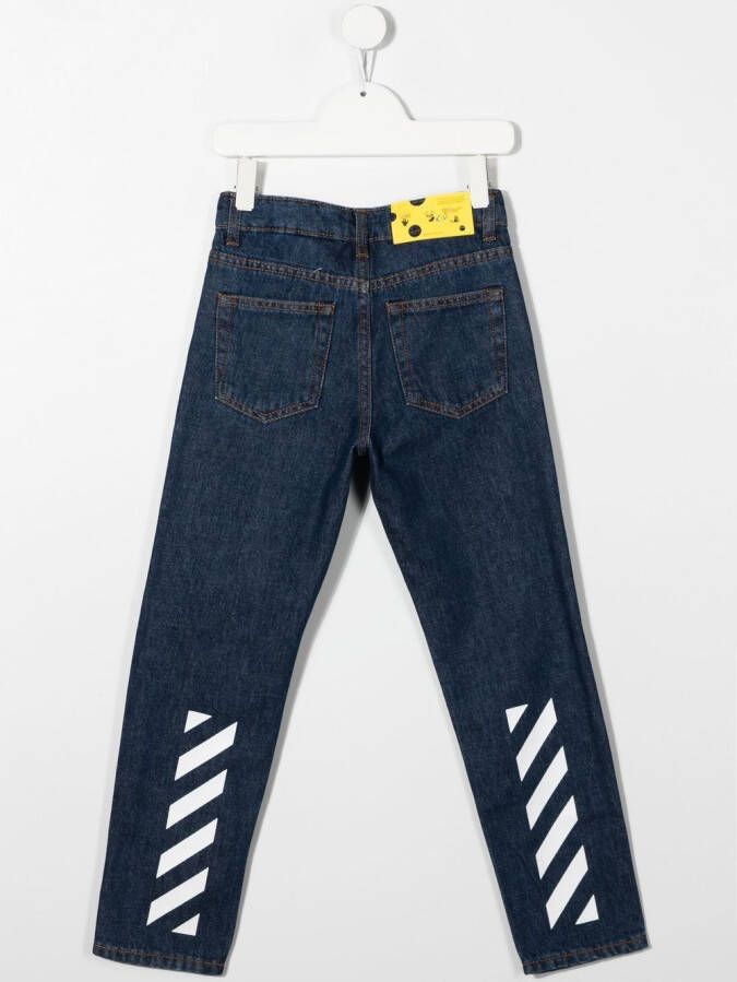 Off-White Kids Jeans met streepdetail Blauw