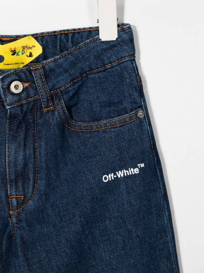 Off-White Kids Jeans met streepdetail Blauw