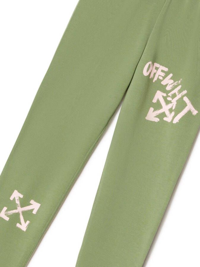 Off-White Kids Katoenen hoodie met print Groen