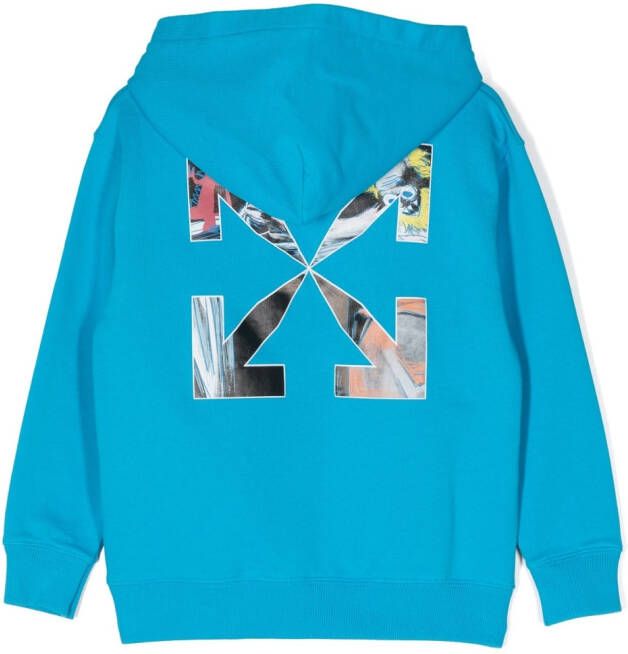 Off-White Kids Hoodie met logoprint Blauw