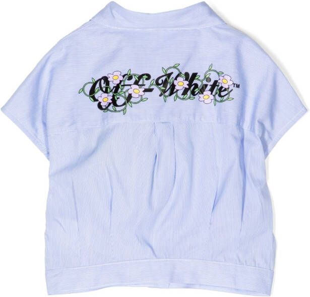 Off-White Kids Gestreept T-shirt Blauw