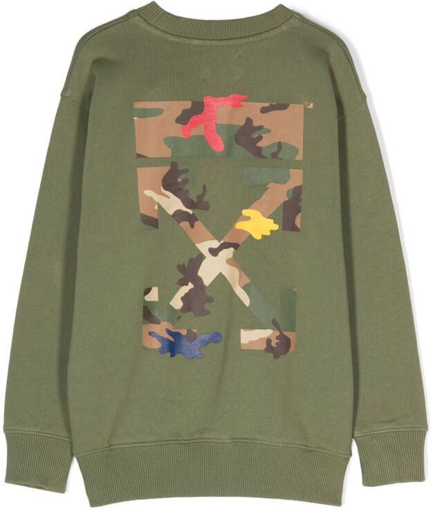 Off-White Kids Sweater met camouflageprint Groen