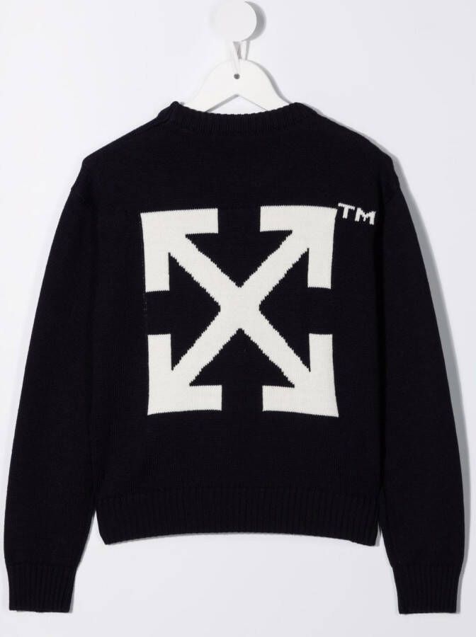 Off-White Kids Sweater met logo Blauw