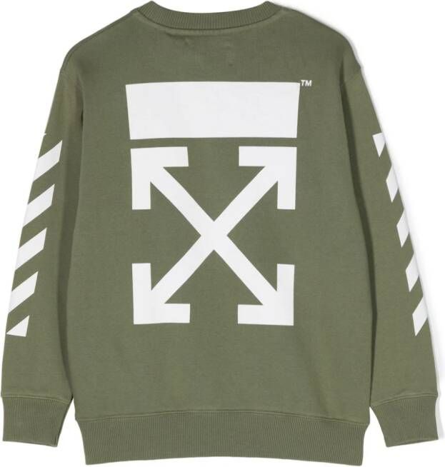 Off-White Kids Sweater met logoprint Groen