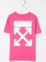 Off-White Kids T-shirt met logoprint Roze - Thumbnail 2