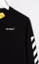 Off White T-shirt with long sleeves Zwart - Thumbnail 4