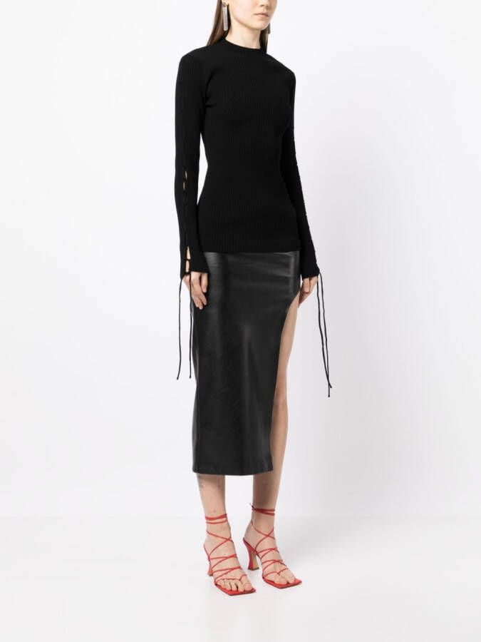 Off-White Ribgebreide top Zwart