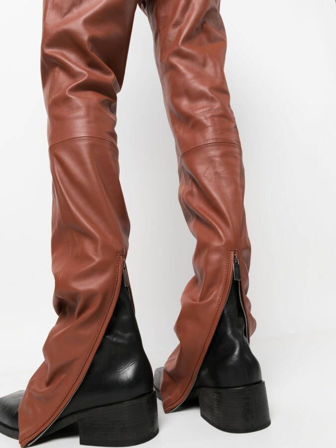 Off-White Leren broek Bruin