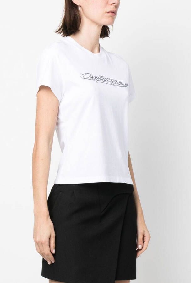 Off-White T-shirt met logodetail Wit