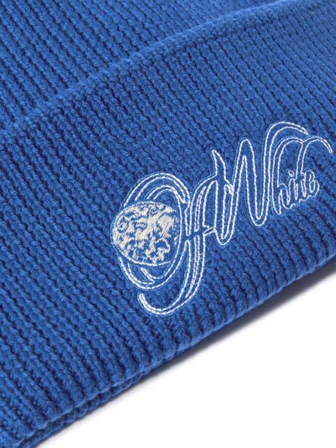 Off-White Muts met geborduurd logo Blauw