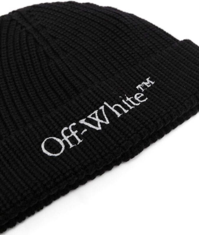 Off-White Muts met geborduurd logo Zwart