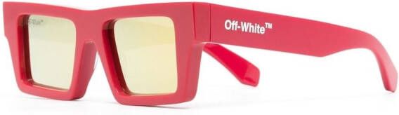 Off-White Nassau zonnebril met rechthoekig montuur Rood