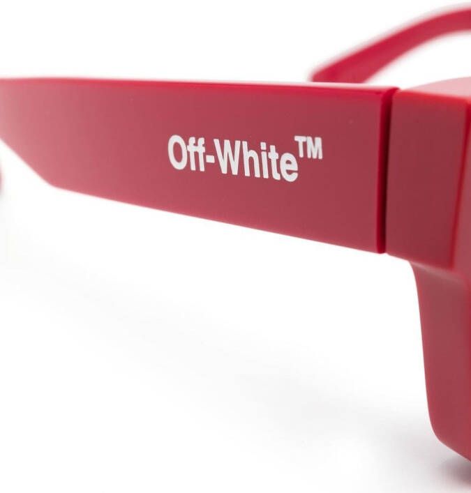 Off-White Nassau zonnebril met rechthoekig montuur Rood