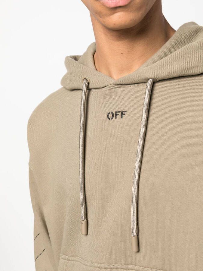 Off-White Off Stitch katoenen hoodie Beige