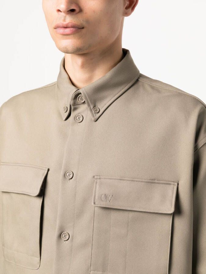 Off-White Overhemd met contrasterende afwerking Groen