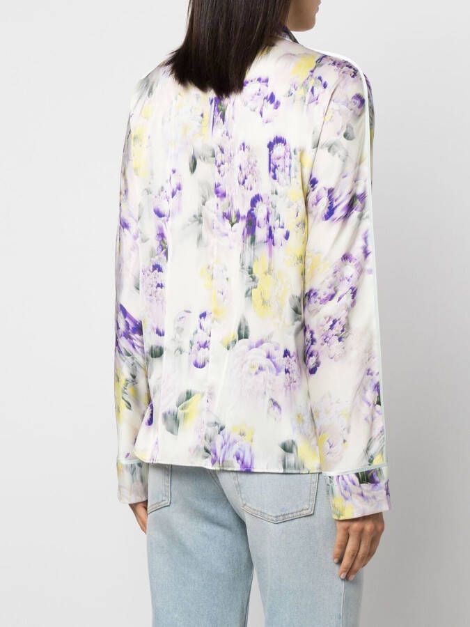 Off-White Pyjamashirt met bloemenprint Groen