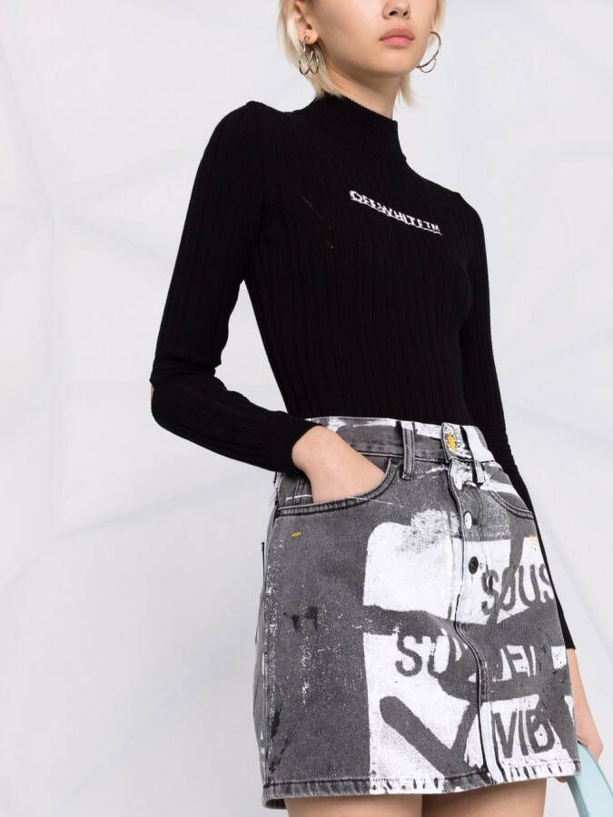 Off-White Rok met grafische print Zwart