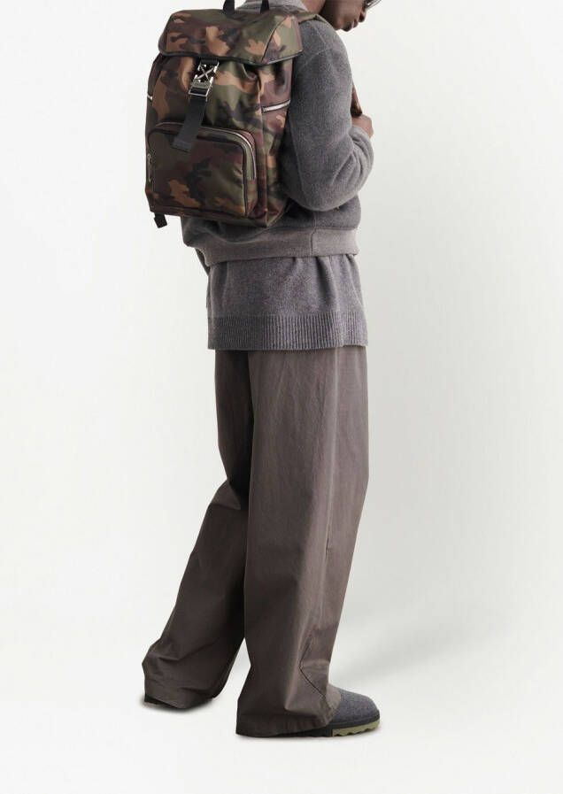 Off-White Rugzak met camouflageprint Bruin