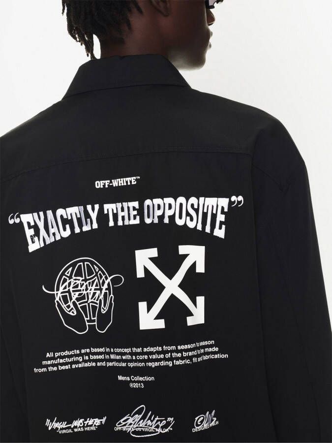Off-White Shirtjack met print Zwart