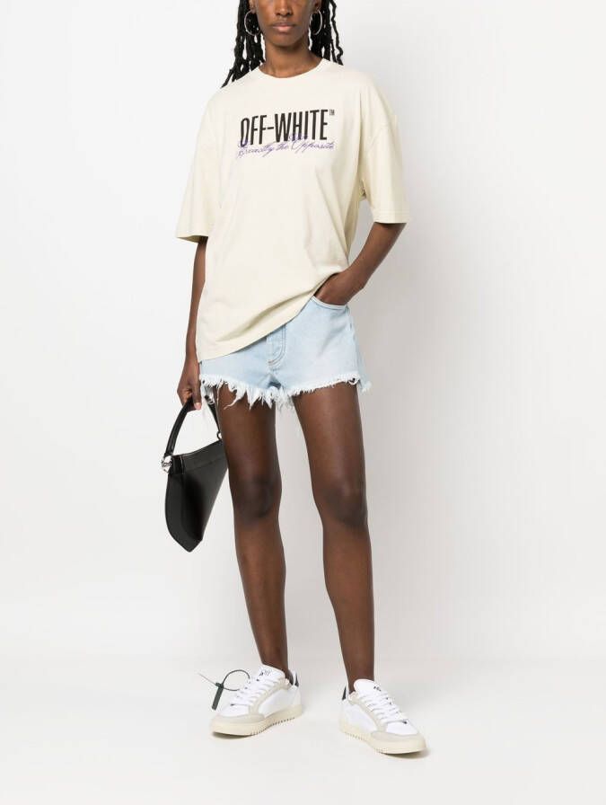 Off-White Shorts met gebleekt-effect Blauw