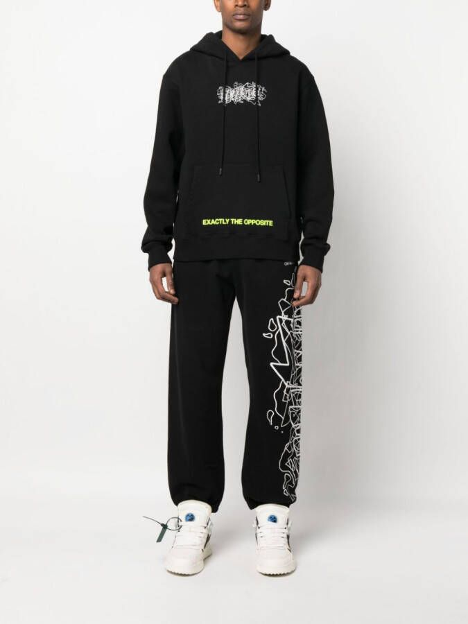 Off-White Hoodie met tekst Zwart