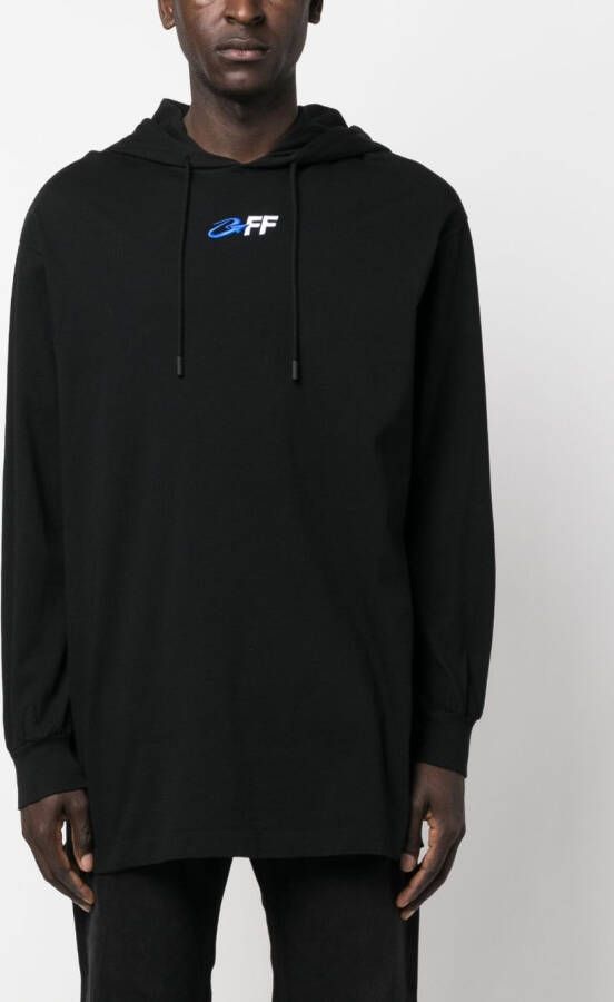 Off-White Hoodie met tekst Zwart