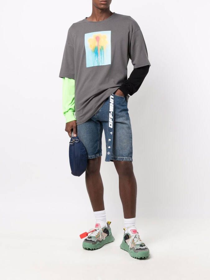 Off-White Spijkershorts met ceintuur Blauw